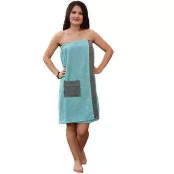 Махровый килт для сауны, саронг M-XXL, женский от JEMIDI, 100 % хлопок, килт для сауны, саронг, полотенце для сауны (женское, мятный/серый), зеленый