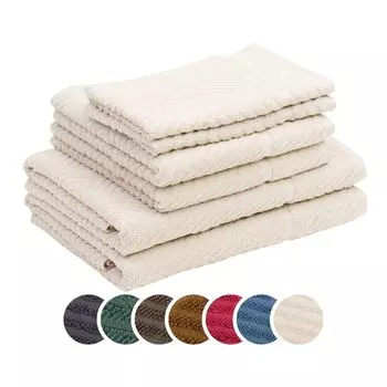 Махровый комплект Sleepling Darling «елочка», 2 полотенца для рук размером 50 х 100 см, полотенца для душа 70 х 140 см, полотенца для гостей 30 х 50 см, впитывающие, кремовые, бежевый