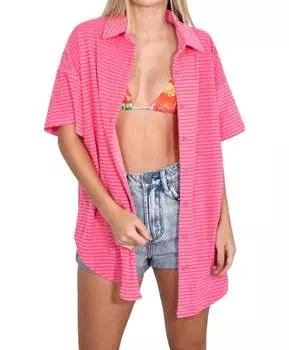 Махровый полосатый топ розового/оранжевого цвета Blue Blush