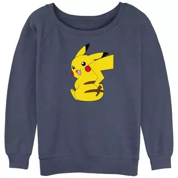 Махровый свитшот с напуском и рисунком Pokmon Cute Pikachu Licensed Character, темно-синий