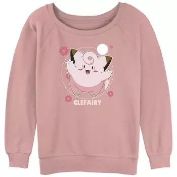 Махровый свитшот с напуском и рисунком Pokmon Clefairy Fairy Dance розовых цветов для юниоров Licensed Character