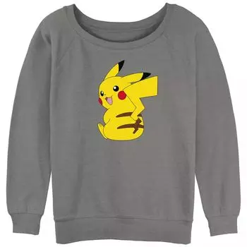 Махровый свитшот с напуском и рисунком Pokmon Cute Pikachu Licensed Character, серый