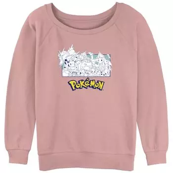 Махровый свитшот с напуском и рисунком Pokmon для подростков, монохромный групповой портрет Licensed Character