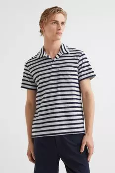 Махровый топ Regular Fit H&M, темно-синий/белые полосы