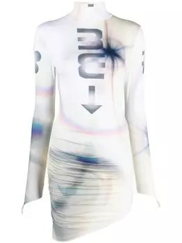 Maisie Wilen платье асимметричного кроя с графичным принтом, серый