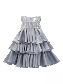 Maison Ava платье Lumi Icy без рукавов с бисером, серый