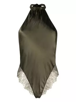 Maison Close боди с кружевом, зеленый