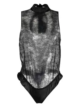 Maison Close боди с вырезом халтер и кружевной вставкой, черный