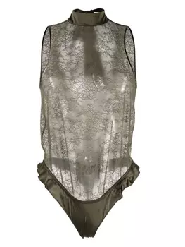 Maison Close кружевное боди, зеленый