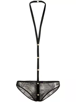 Maison Close кружевные трусы-брифы с портупеей, черный