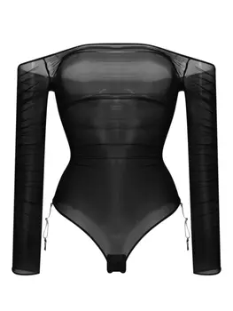 Maison Close полупрозрачное боди с драпировкой, черный