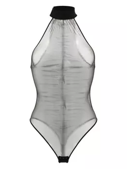 Maison Close полупрозрачное боди со сборками, черный