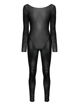 Maison Close полупрозрачный комбинезон с драпировкой, черный