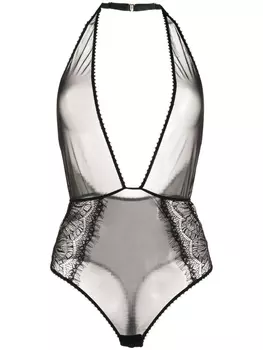 Maison Close прозрачное боди с глубоким декольте, черный