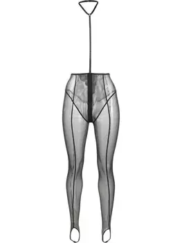 Maison Close прозрачные легинсы со штрипками, черный