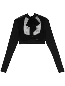 Maison Close прозрачный топ с сетчатыми вставками, черный