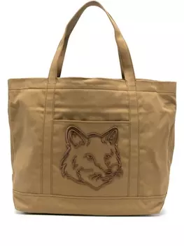 Maison Kitsun большая сумка-тоут Fox Head, коричневый