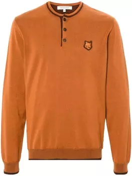 Maison Kitsun джемпер с нашивкой Henley, коричневый
