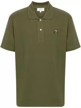 Maison Kitsun футболка-поло с изображением головы лисы, зеленый