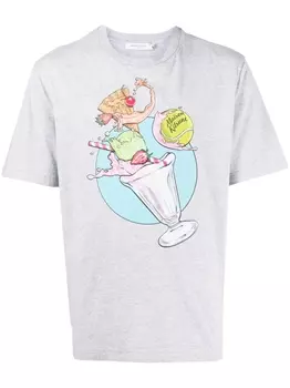 Maison Kitsun футболка с графичным принтом, серый