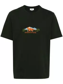 Maison Kitsun футболка с круглым вырезом, зеленый