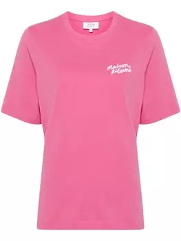 Maison Kitsun футболка с надписью от руки, розовый