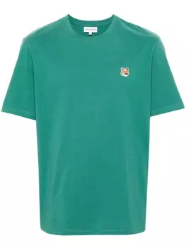 Maison Kitsun футболка с нашивкой Fox Head, зеленый