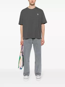 Maison Kitsun футболка с нашивкой Fox, серый