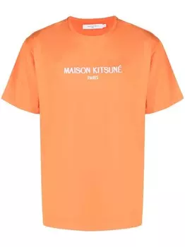 Maison Kitsun футболка с тисненым логотипом, оранжевый