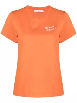 Maison Kitsun футболка с вышитым логотипом, оранжевый