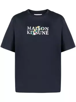 Maison Kitsun футболка с вышитым логотипом, синий