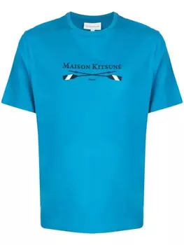 Maison Kitsun футболка с вышитым логотипом, синий