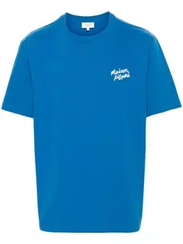 Maison Kitsun футболка с вышитым почерком, синий