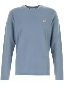 Maison Kitsun хлопковая футболка с аппликацией логотипа, синий