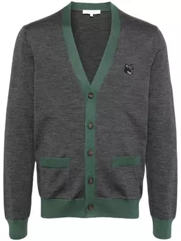 Maison Kitsun кардиган с нашивкой Bold Fox Head Patch, серый
