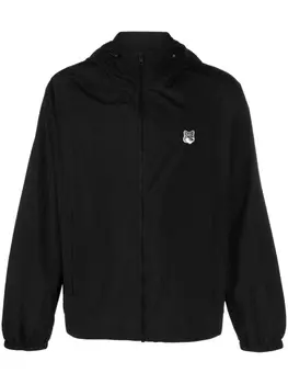 Maison Kitsun куртка на молнии с нашивкой-логотипом, черный