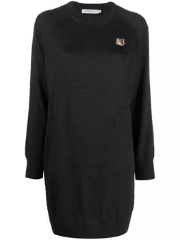 Maison Kitsun платье-джемпер с нашивкой, серый