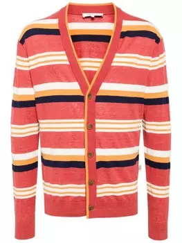 Maison Kitsun полосатый кардиган вязки интарсия, красный