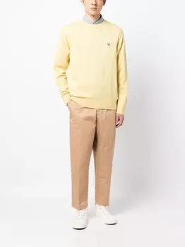 Maison Kitsun прямые брюки строгого кроя, коричневый