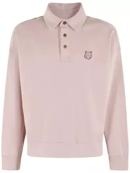 Maison Kitsun рубашка поло с длинными рукавами, розовый