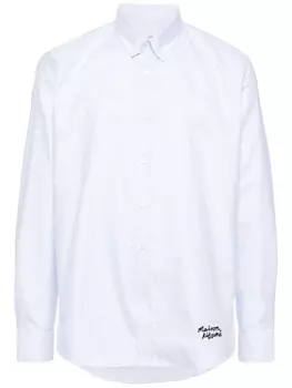 Maison Kitsun рубашка с вышитым логотипом, синий