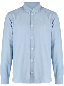 Maison Kitsun рубашка с вышитым логотипом, синий