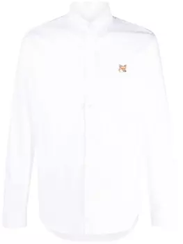 Maison Kitsun рубашка с вышивкой, белый