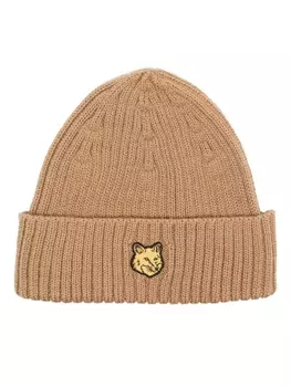 Maison Kitsun шапка бини с логотипом Fox, коричневый
