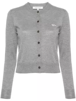 Maison Kitsun шерстяной кардиган с вышитым логотипом, серый