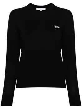 Maison Kitsun свитер с нашивками Baby Fox, черный