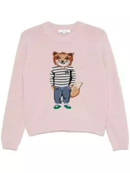 Maison Kitsun свитер вязки интарсия, розовый