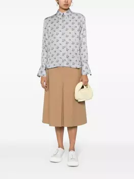 Maison Kitsun твиловая рубашка с цветочным принтом, синий