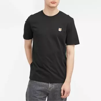 Maison Kitsune Обычная футболка с нашивкой в виде головы лисы, черный