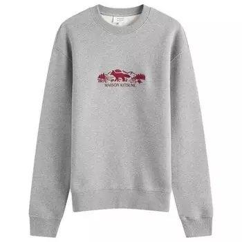 Maison kitsune outdoor profile fox comfort crew толстовка Maison Kitsun, серый
